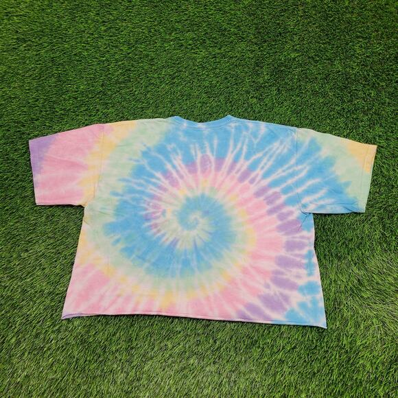 ACDC High-Voltage Crop-Top Shirt Womens XL 23x20 Swirl Tie-Dye - Picture 2 of 11